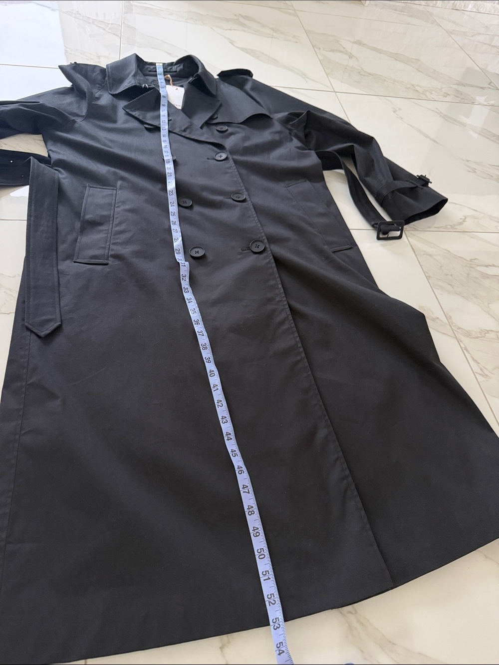 NWT QUINCE Long Trench Coat Organic Cotton Size XL Black - Picture 15 of 17